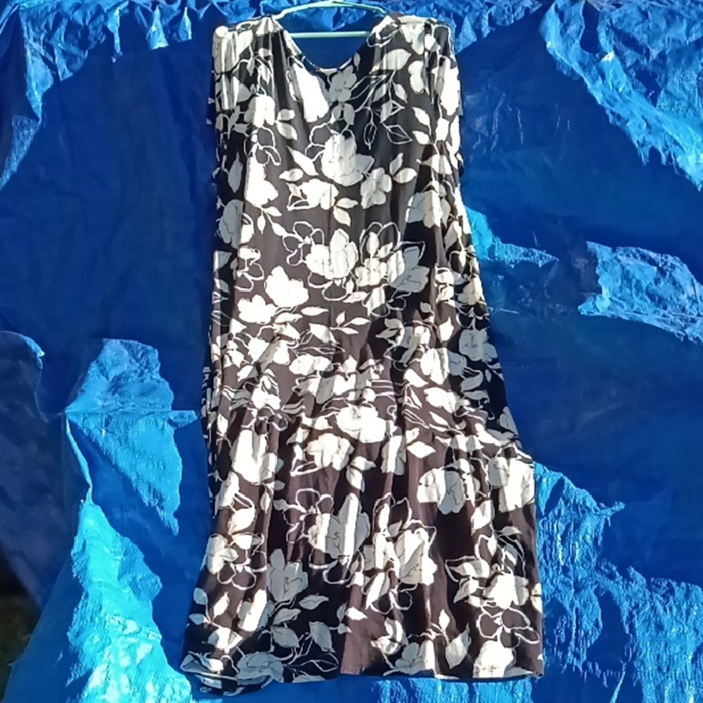 Floral Black and White Dress
